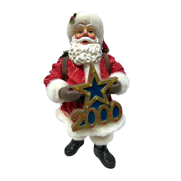 Clothtique Possible Dreams Santa GREETING THE MILLENNIUM 2000 Music Lights Works - Picture 6 of 13